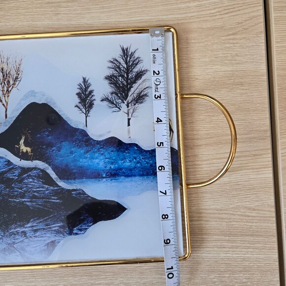 Vintage Decorative Tray with Gold Frame - Nature-Inspired Design - Picture 7 of 11